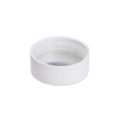 38mm Child Resistant Matte White Caps w/ Foil Inliners