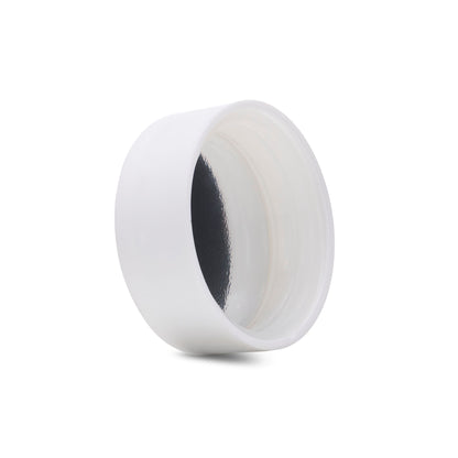 38mm Child Resistant Matte White Caps w/ Pressure Sensitive Inliners